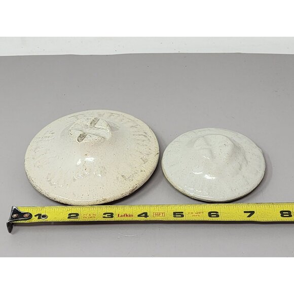 Antique Ceramic Lid Set Pair‎ With Glazed Finish White - Picture 8 of 8